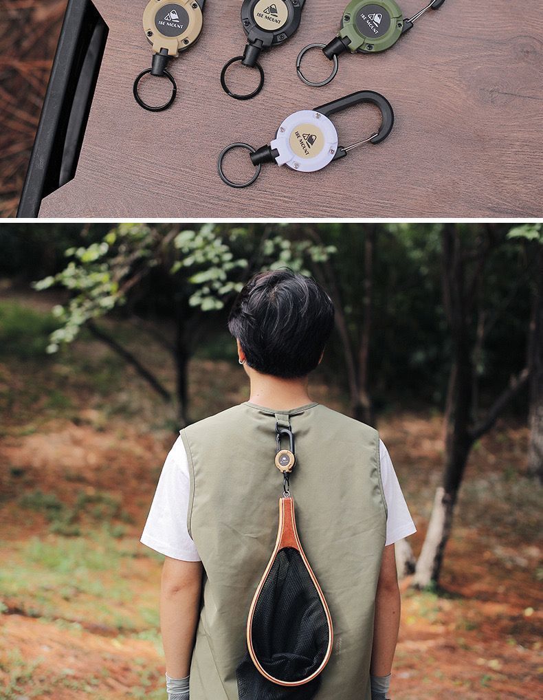 Outdoor Tactical Buckle Steel Wire Multifunctional Keychain Camping Rebound Anti-Lost Rope Retractable_voghion.com