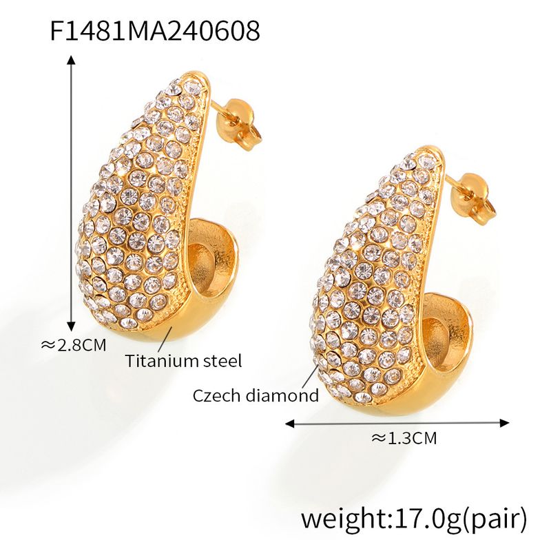 Women's Jewelry Set Water Drop Diamond Earrings French Small Square Carved English Square Pendant Necklace Daily Accessories_voghion.com