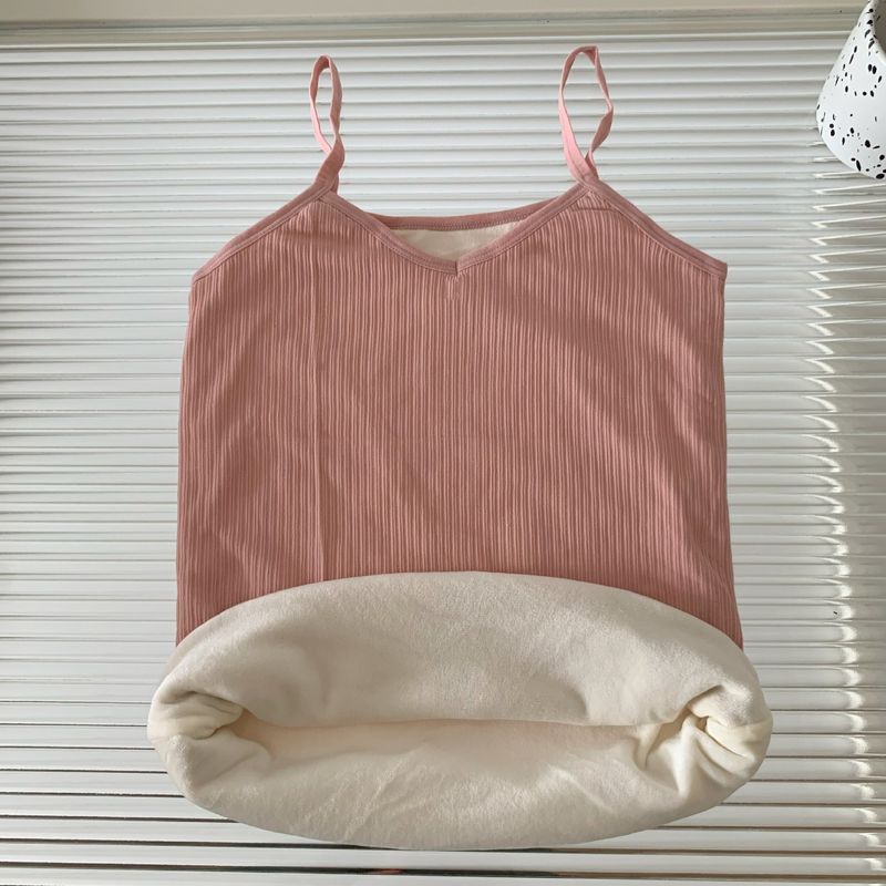 Ragazza Autunno Inverno Pile Foderato Spesso Caldo Gilet Per Le Donne Slim Fit Snellente Strato Interno Base Camicia Canotta Bella_voghion.com