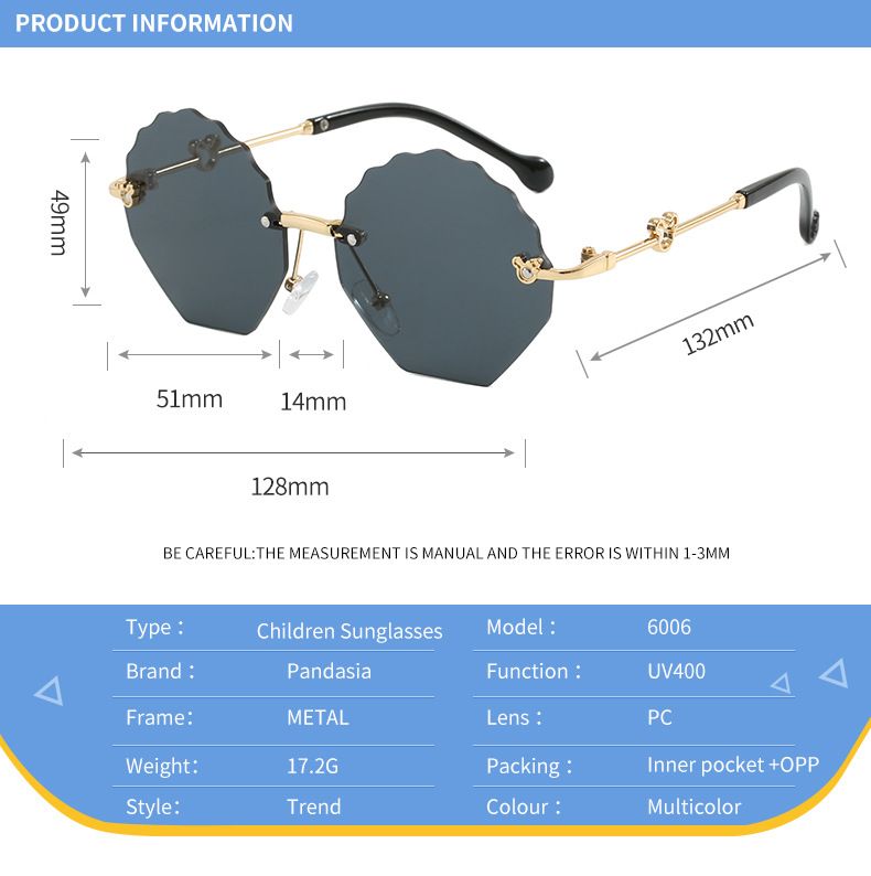 Jaunas bērnu brilles jaukas mazuļu apaļas formas ziedu ietvars Modes bezrāmju personalizētas saulesbrilles zēniem un meitenēm_voghion.com