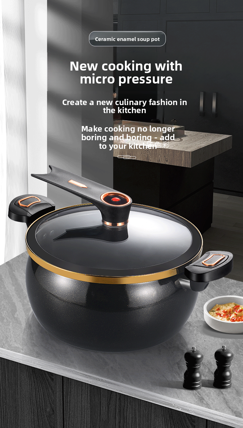 Nuovo stile in ceramica smaltata, pentola per zuppa a pressione, multifunzionale, grande capacità, per stufare e cucinare_voghion.com