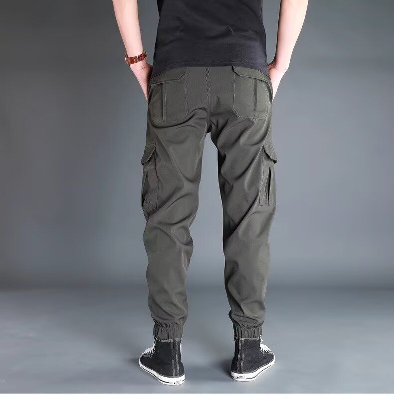 Herrenbekleidung Herren Cargo Jogger Pants - Leichte Sommer-Trainingshose mit Kordelzug und mehreren Taschen, dehnbares Polyestergewebe_voghion.com