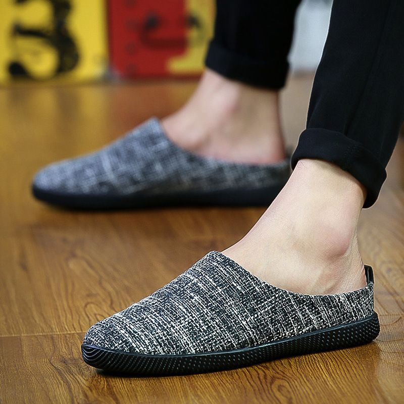 Scarpe casual in lino di qualità imbattibile, sorridenti per dare il benvenuto all'estate 2024, con punta rinforzata e infradito da uomo a forma di T_voghion.com