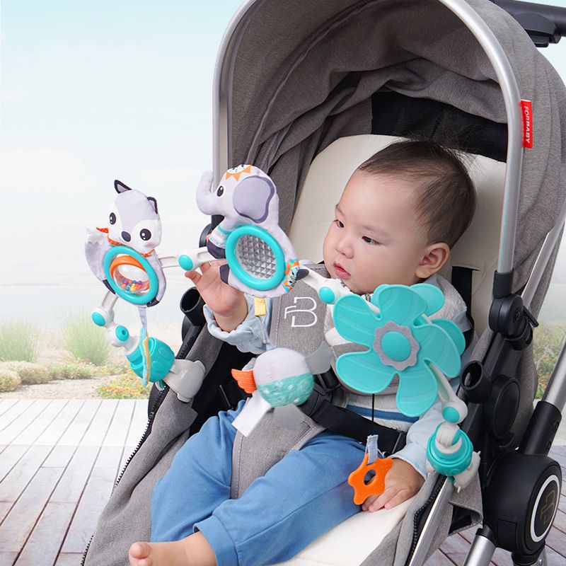 Baby Kinderwagen Bogen Spielzeug Baby Krippe Mobile Musikalische Tier Faltbare Reise Auto Sitz Aktivität Hüpfburg Kinderwagen für Neugeborene Sensorischen Spielzeug_voghion.com