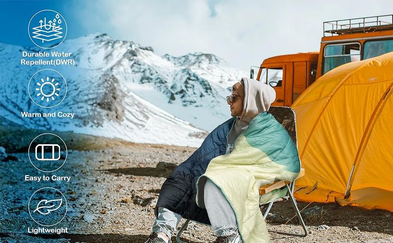 Outdoor Lightweight Down Alternative Fluffy Printed Camping Large Super Warm Hammock Top Blanket Waterproof Blanket,_voghion.com