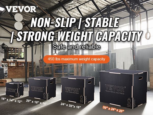 VEVOR 3 In 1 Plyometric Jump Box, 30/24/20 Inch Wooden Plyo Box, Platform & Jumping Agility Box, Anti-Slip Fitness Exercise Step Up Box For Home Gym Training, Conditioning Strength Training, Black_voghion.com
