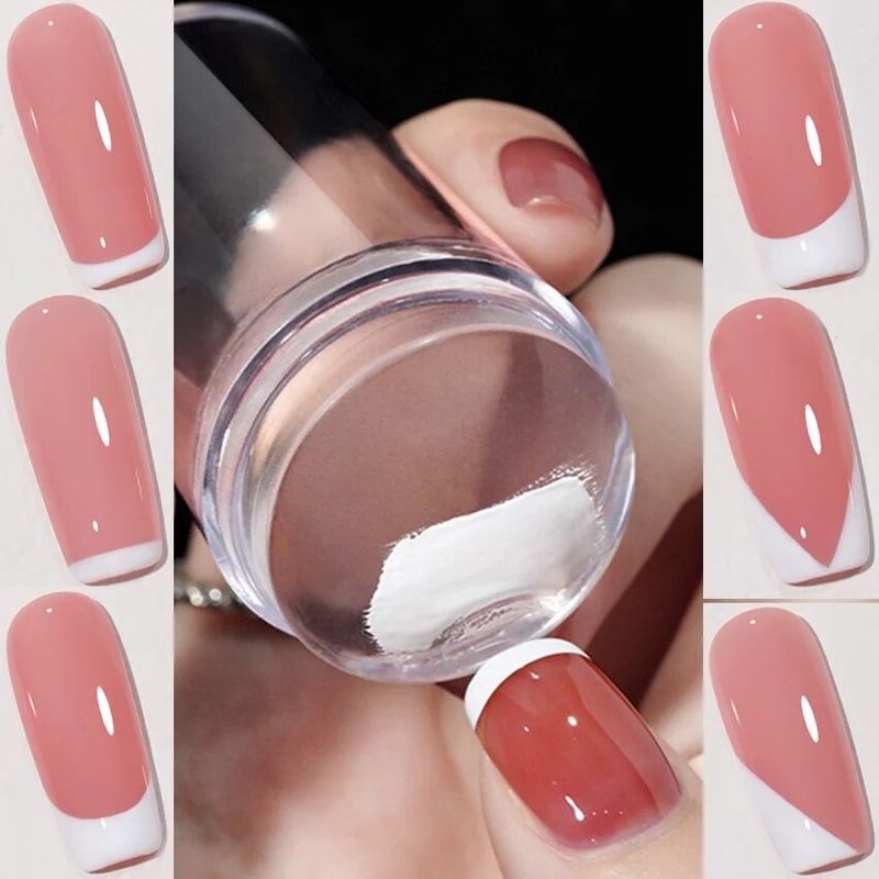 Tampon à ongles en Silicone, impression de vernis à ongles, pointe française, modèle de tampon avec grattoir, outils de pochoir de manucure_voghion.com