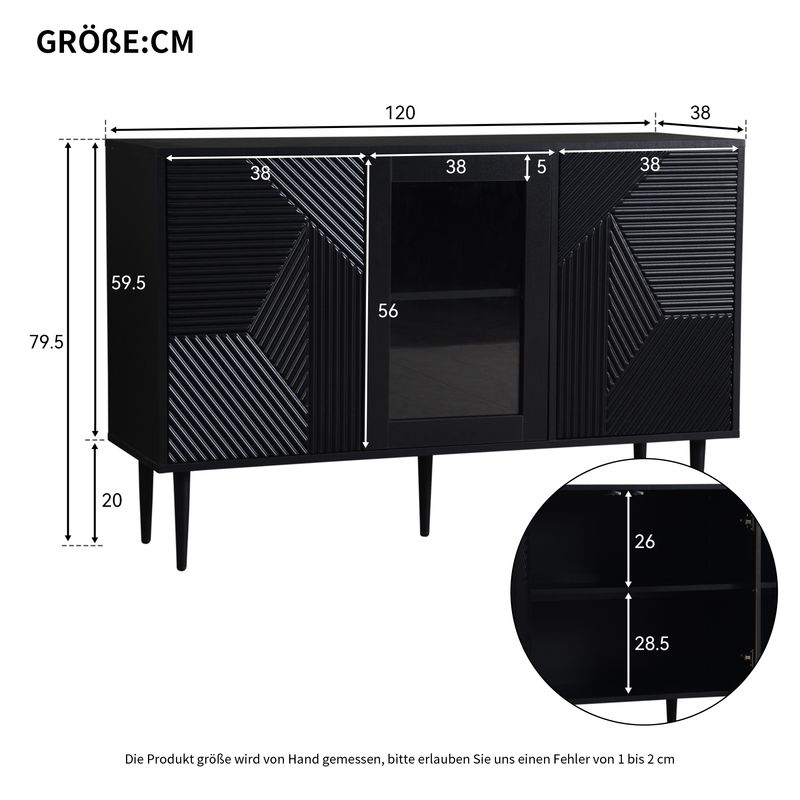 Comode Schwarz 120x79,5cm Con 3 Vasi, Mobili In Metallo E Vetro_voghion.com