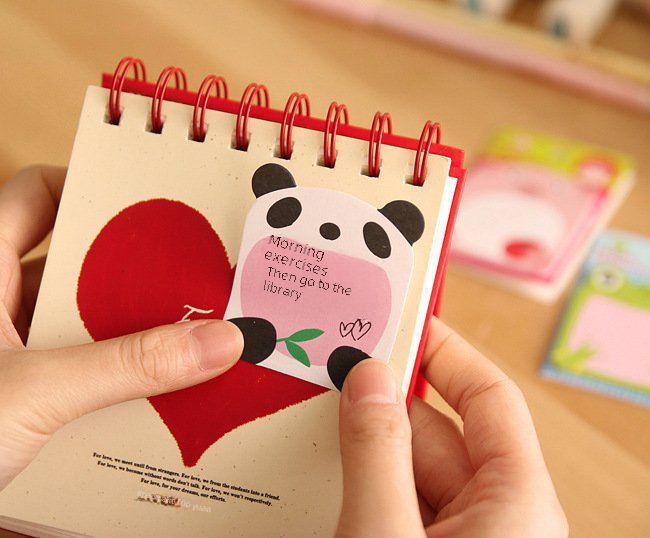 Desenho animado criativo Note Book escritório Post-it notas n vezes coreano papelaria simples fofo animal panda feliz_voghion.com