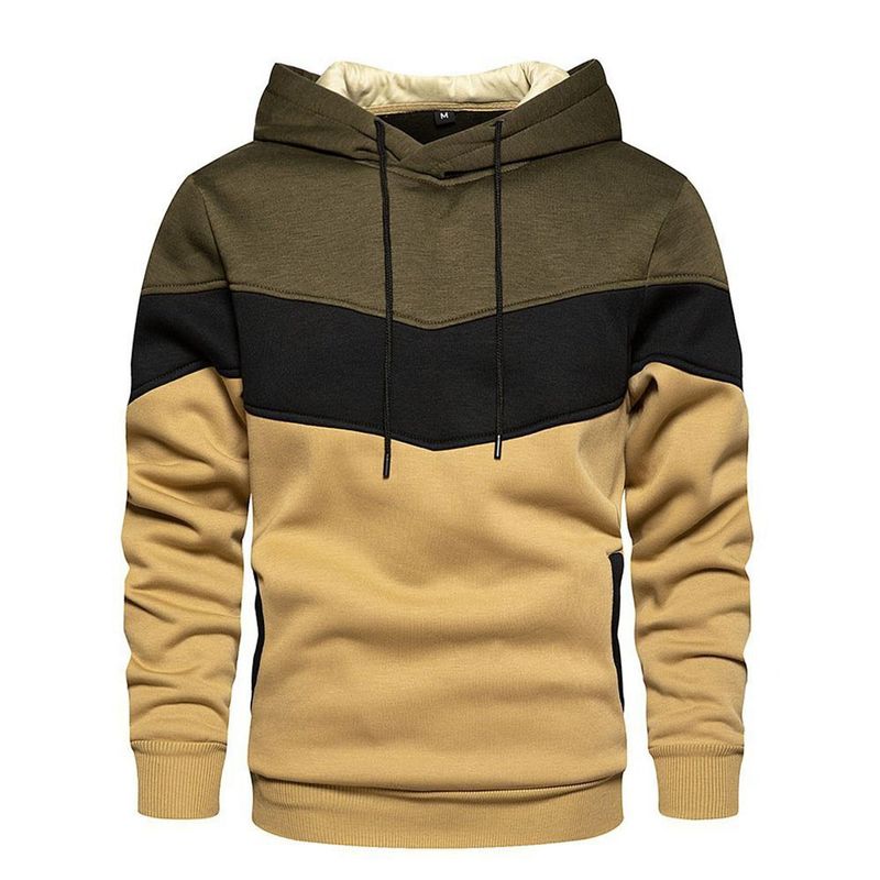 Felpa casual sportiva da uomo con blocchi di colore, stile primaverile e autunnale_voghion.com
