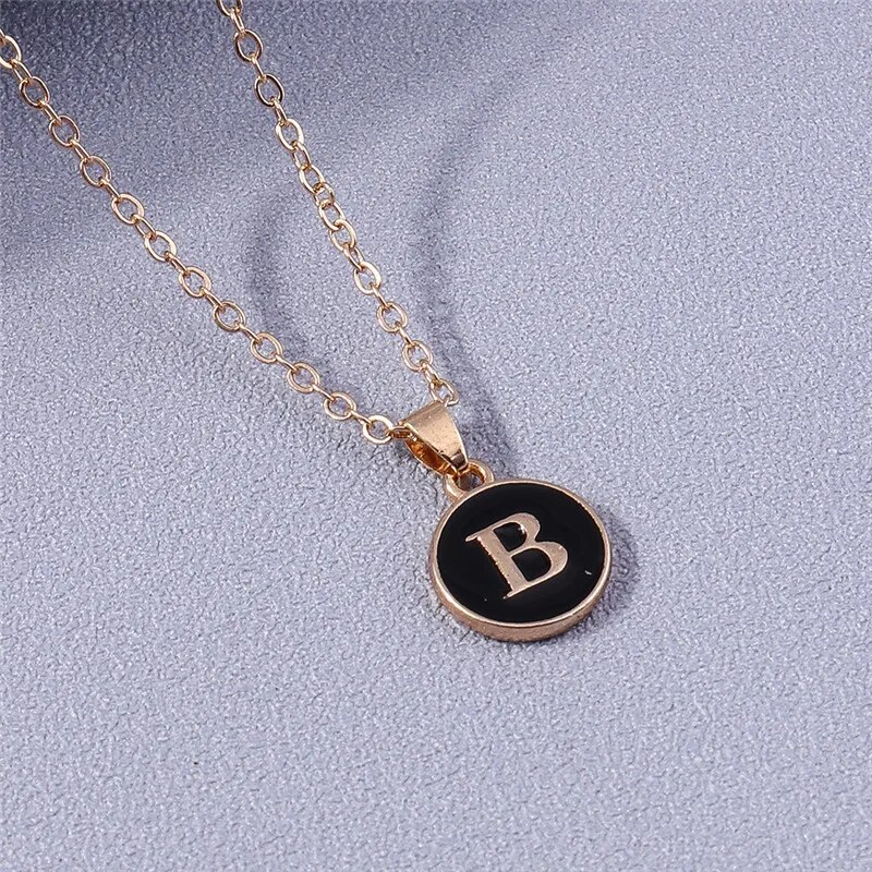 Collier avec pendentif en 26 lettres avec initiales de nom pour femme, collier en émail de l'alphabet A à Z, cadeaux d'anniversaire pour filles, accessoires de bijoux_voghion.com