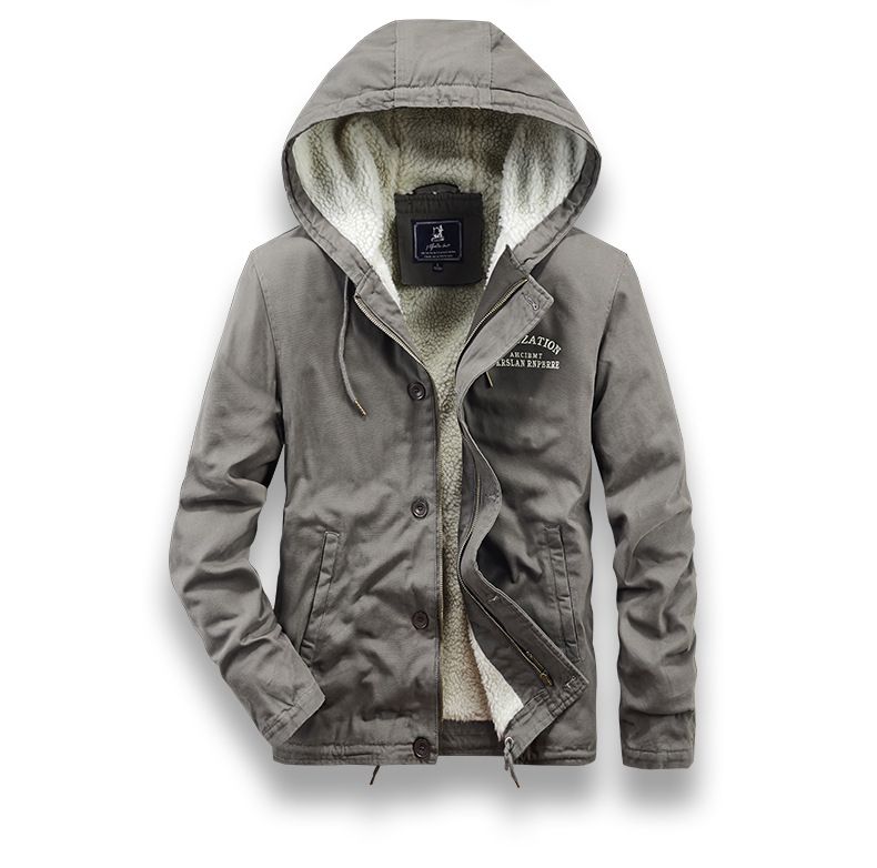 Lammmantel für Herren, Herbst Winter, mit dicker Wolle und Kapuzendesign, vielseitige Outdoor-Arbeitskleidung, Winterkleidung,_voghion.com