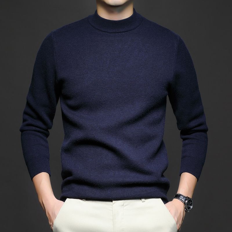 Neuer Herbst Einfarbiger Halbrollkragenpullover Slim Fit Pullover Für Männer Jugend Basishemd Herrenbekleidung_voghion.com