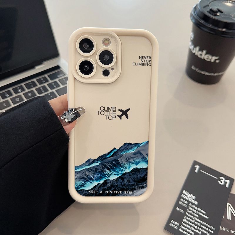 Peak Plane-Telefonhülle für iPhone 16 15 14 Pro Max 13 12 11 XS X XR 7 8 Plus SE 2022 Stoßfeste, matte, weiche Silikon-Stoßstangenabdeckung_voghion.com