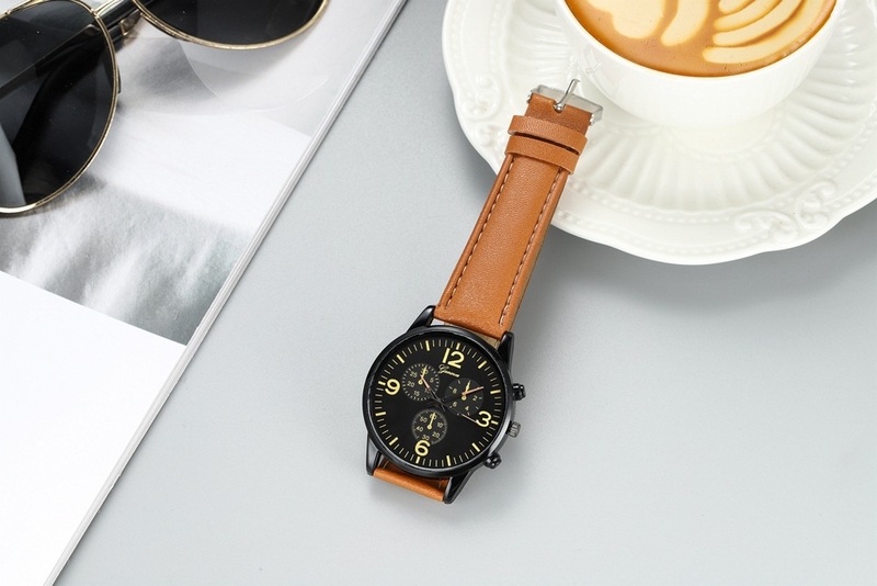 New Classic and Simple Quartz Fashion Three Eyes Bar Pin Graduated Commuter Men's Watch_voghion.com