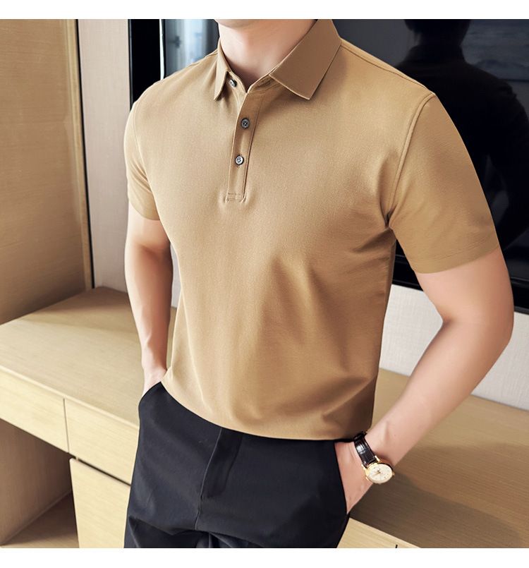 Polo à manches courtes pour homme, nouveauté spéciale été, en coton, confortable, petit revers, non marquant, pressage, version coréenne, coupe ajustée, Paul_voghion.com