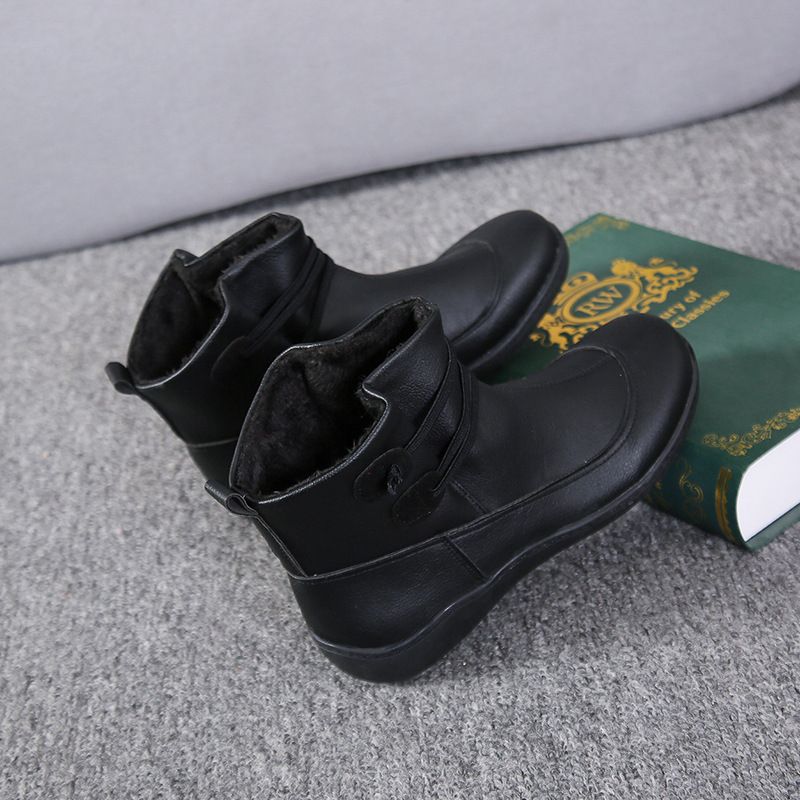 Women's lace-up front neutral low heel round toe ankle boots_voghion.com