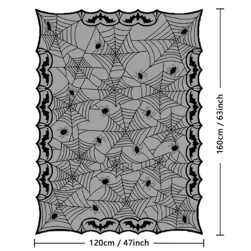 Halloween Spitze Tisch Läufer Schwarz Spinne Web Tischdecke Kamin Abdeckung Kaminsims Halloween Dekoration 2024 Home Party Clot_voghion.com