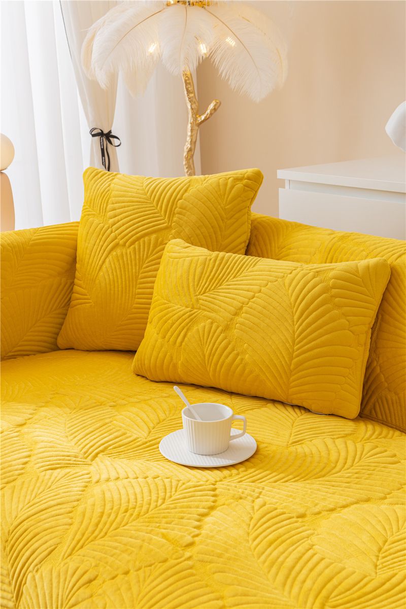 Autumn and winter style ultra soft solid color plush banana leaf sofa cushion modern simple double sofa cushion cloth factory direct sales_voghion.com