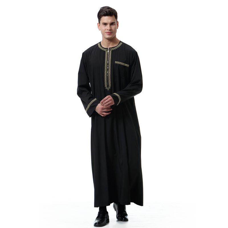 Herenkleding Herengewaad met ronde hals en print, moslim kaftan_voghion.com