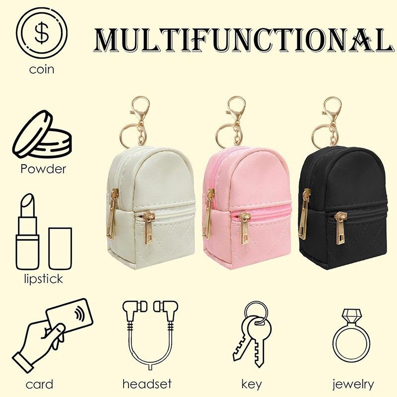 Coin Purses & Holders In stock cute PU leather small school bag keychain can store key chain bag pendant gift_voghion.com
