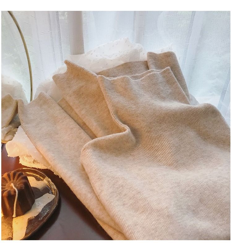 Zachte en comfortabele trui met hoge hals voor dames, wintergebreide top - zachte fleece in wasbeerstijl, oversized pasvorm, warme trui in paars, havermout, roze en zwart_voghion.com
