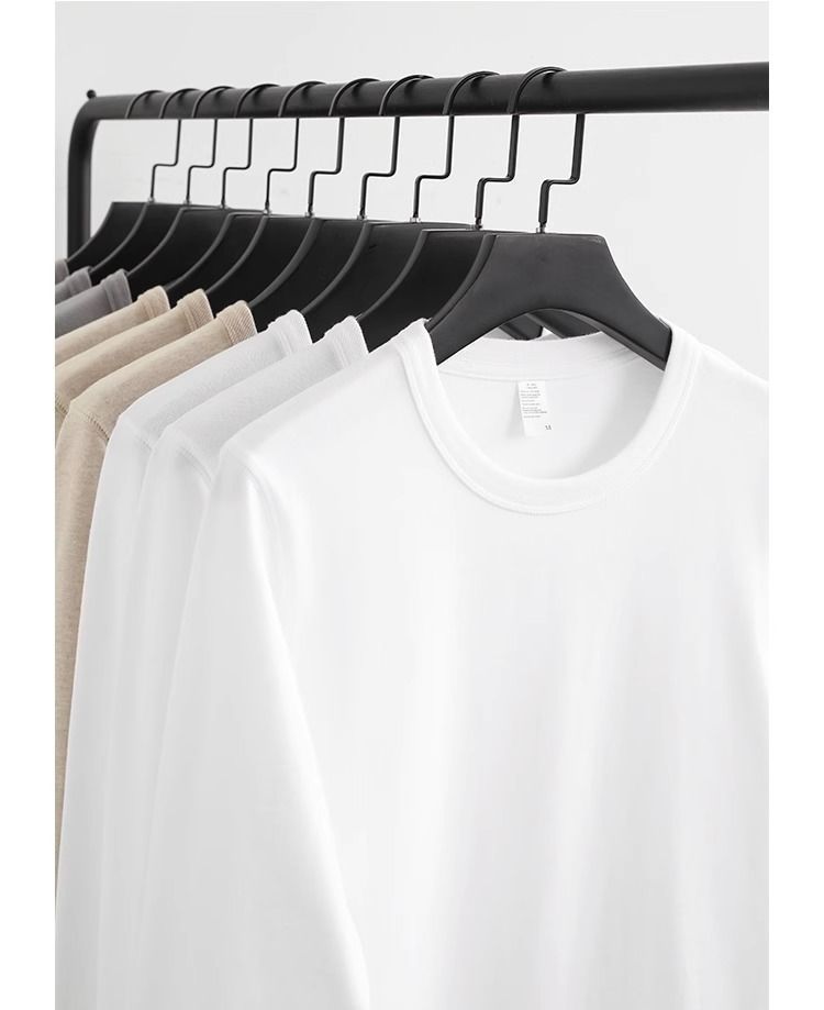 300g pure cotton matte long sleeved T-shirt for men women, American style loose, thick, and opaque inner layer top with_voghion.com