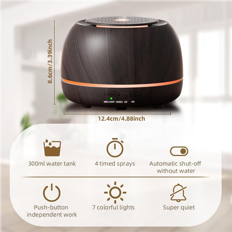 Aromatherapy Machine Household Mini 300ML Essential Oil Diffuser Colorful Aroma Diffuser Ultrasonic Essential Oil Fragrance Humidifier_voghion.com