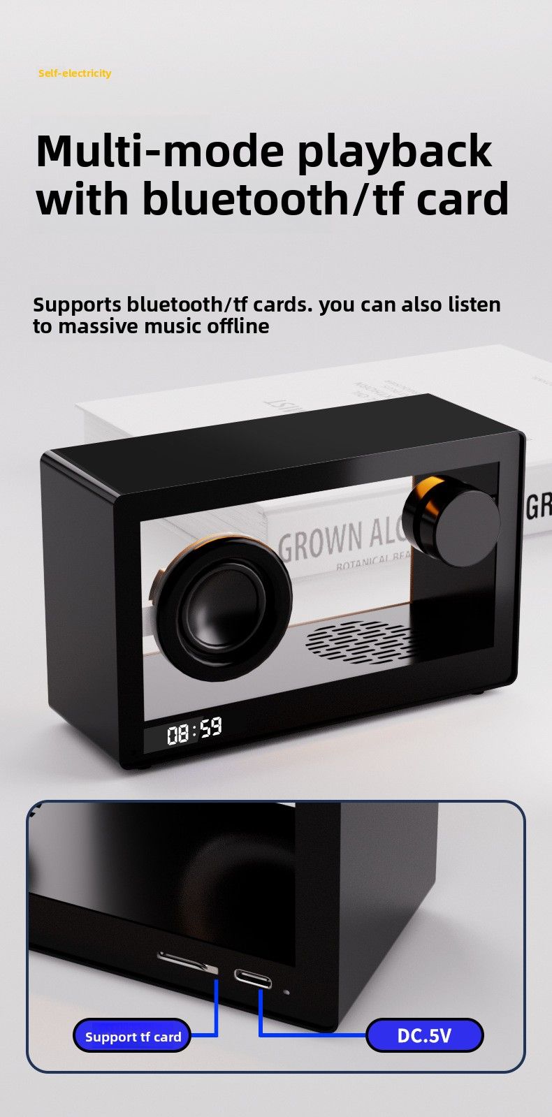 New Colorful RGB Simple Desktop Small LED Atmosphere Light Portable Creative Transparent Bluetooth Speaker_voghion.com