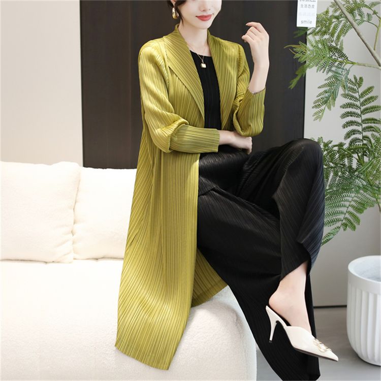 Trench coat con giacca cardigan coordinata Sanzhai Pleated Craft_voghion.com