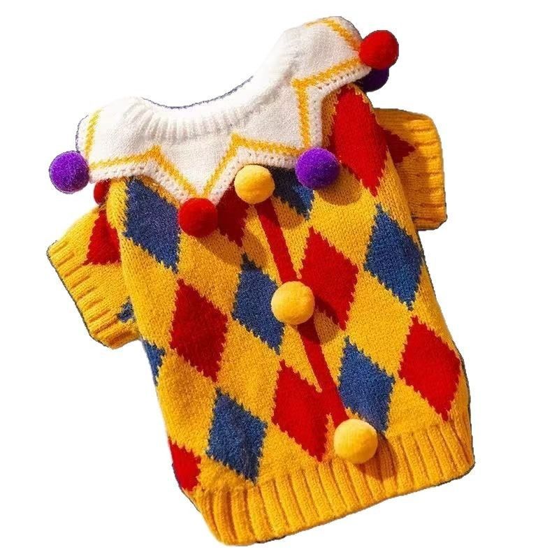 Autumn And Winter Cute Funny Crazy Circus Clown Sweater Halloween Cat Set Pet Dog Clothes_voghion.com