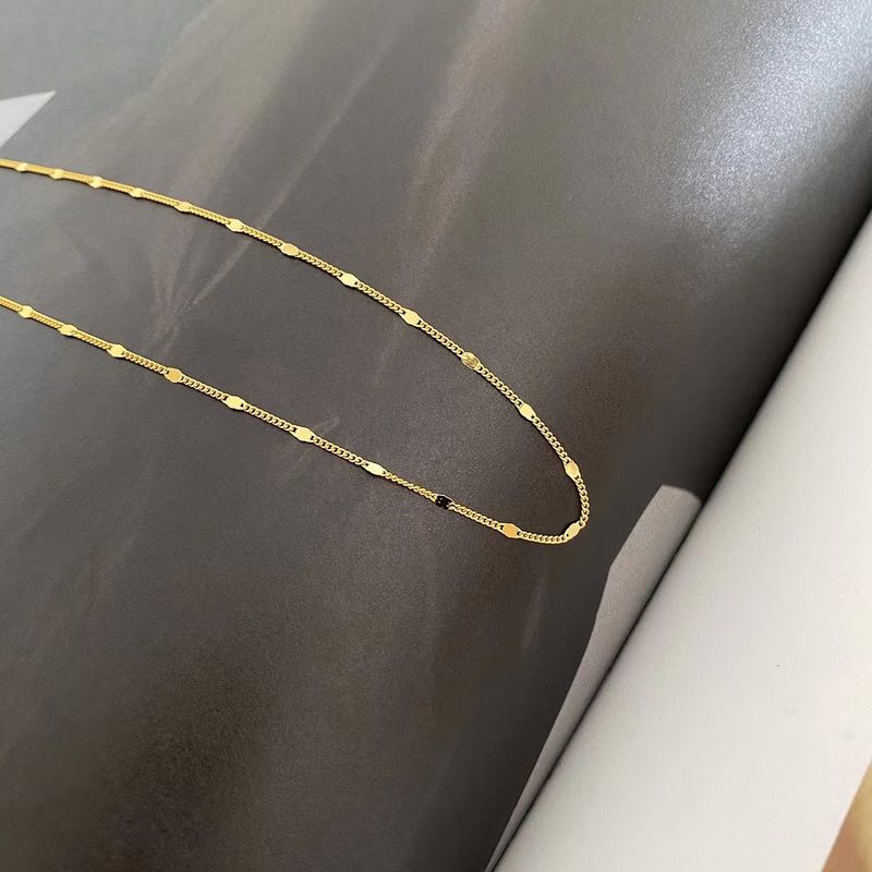 Collana semplice in argento puro placcato oro per donna, senso del design, lusso leggero e scintillante, sensazione di alta qualità, semplice a strati_voghion.com