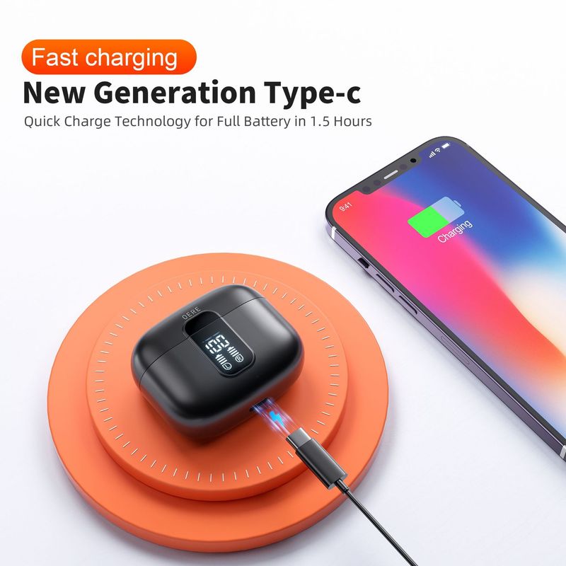Cross border brand QERE E50 TWS digital display in ear wireless Bluetooth headset e sports game ultra long battery life_voghion.com