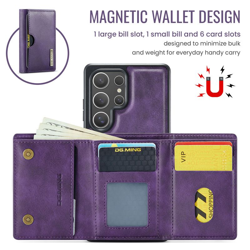 Custodia magnetica staccabile 2 in 1 per Samsung Galaxy S25 Edge S24 FE S23 S22 S21 Ultra Portafoglio in pelle con tasca porta carte sul retro_voghion.com