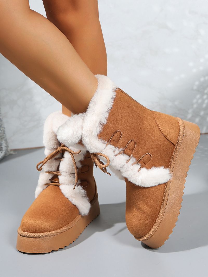 Schneestiefel für Damen, Herbst/Winter 2025, mit verdickter Sohle und extra dickem Futter, Baumwollschuhe mit Fellisolierung._voghion.com