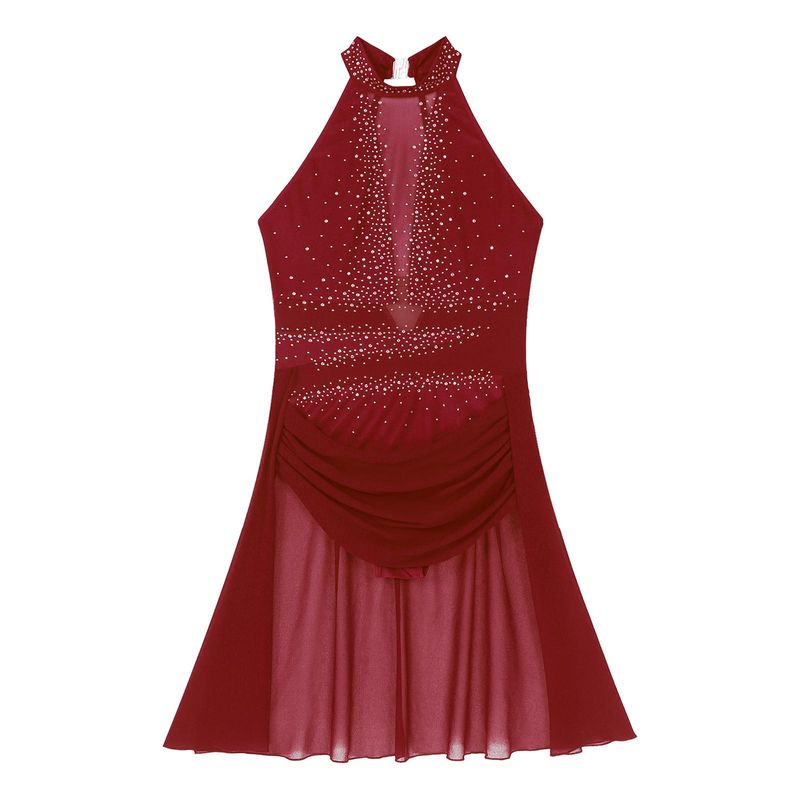 designerMulheres Traje de dança lírica Halter Neck Flowy saia vestido Ballet ginástica collant dança contemporânea moderna vestidos de palco_voghion.com