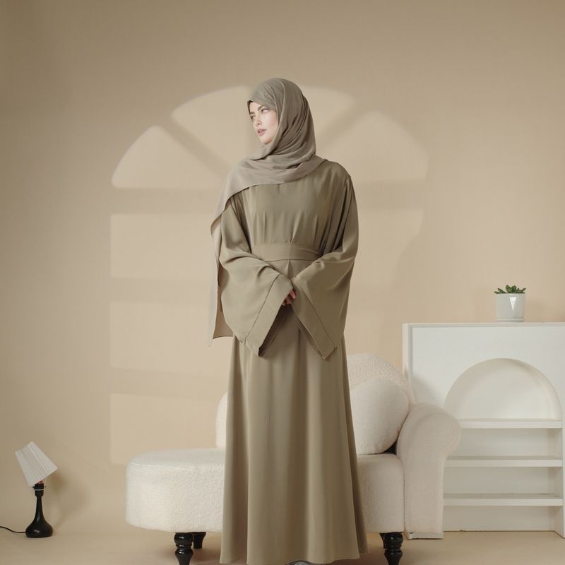 Elegantes, schlichtes, muslimisches Maxikleid mit langen Ärmeln – einfarbiges, locker sitzendes Pulloverkleid für Damen (Weiß, Schwarz, Burgunderrot, Rosa, Beige)_voghion.com