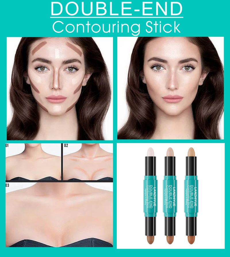 Bronzers & Highlighters Double Headed Two Color Contour Stick Silhouette Brightens The Face Highlight Three Dimensional Contour Concealer_voghion.com