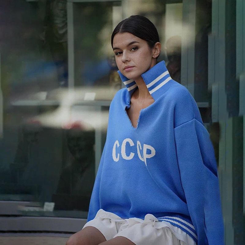 Maglione da donna con risvolto personalizzato, orlo in tessuto a colori, morbido e stretto, a maniche lunghe_voghion.com