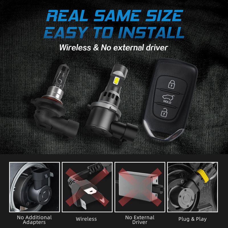 BEINSEE 9005 9006 HB3 HB4 Fog Lights Mini Design Turbofan Wireless Plug & Play 70W 10000LM CANBUS H10 Auto LED Light_voghion.com