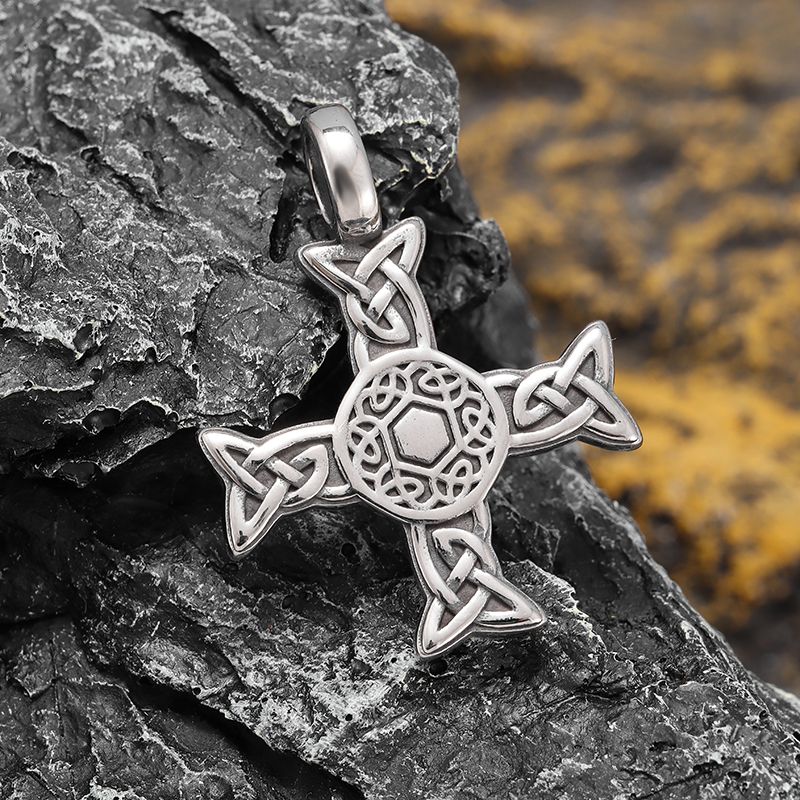 Vintage Rish Nordic Cross Celtic Knot Anhänger Halskette für Männer Frauen norwegischen glücklichen Amulett Schmuck_voghion.com