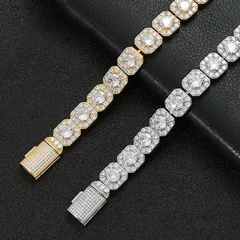 Men And Women's Jewelry Cubic Zirconia Cuban Link Chain Bracelet Hip Hop Fashion Accessory Unisex Geometric Design Gold Tone & Silver Tone_voghion.com
