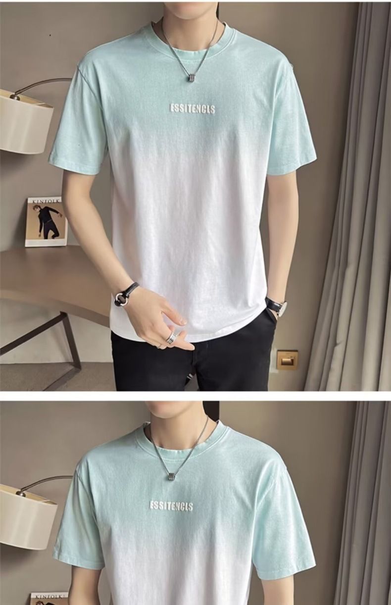 Clearance Leak-picking ~ High-end Gradient Color Ice Silk Short-sleeved Men's T-shirt Summer Thin Quick-drying Breathable Half-sleeve Bottoming Shirt_voghion.com
