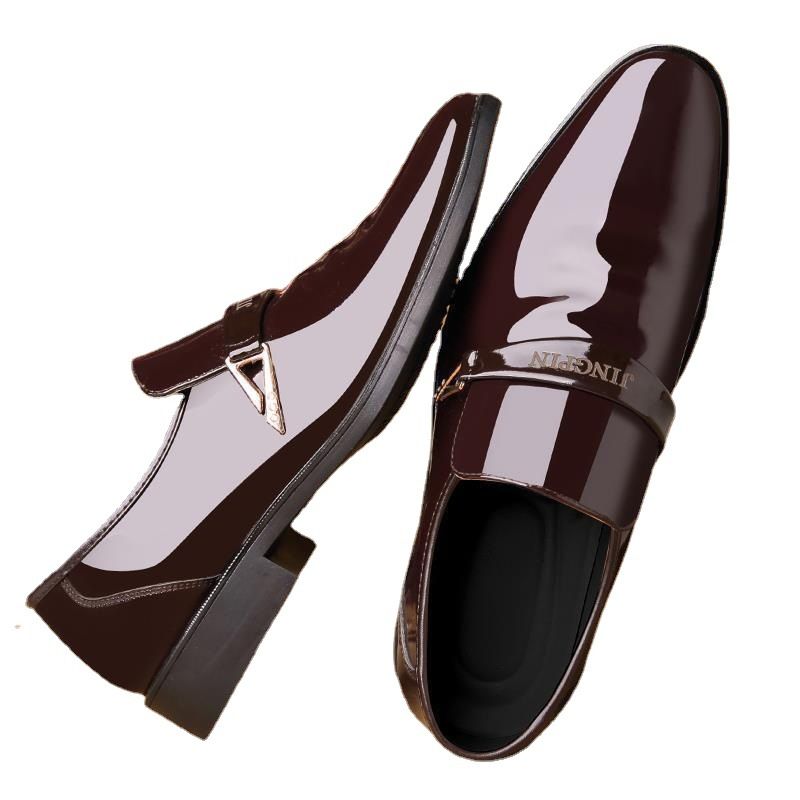 Men's British Business Formal Leather For Young Men Shiny Slip-On Lazy Work Casual Shoes_voghion.com