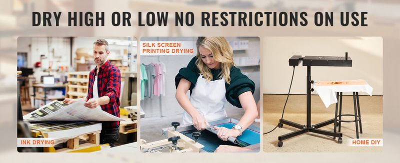 Pro Flash Dryer 18x18 inch, Upgrade 2000W Flash Dryer for Screen Printing Machine, 0-750°F Temperature Control, with Height Adjustable Stand, 360° Rot_voghion.com