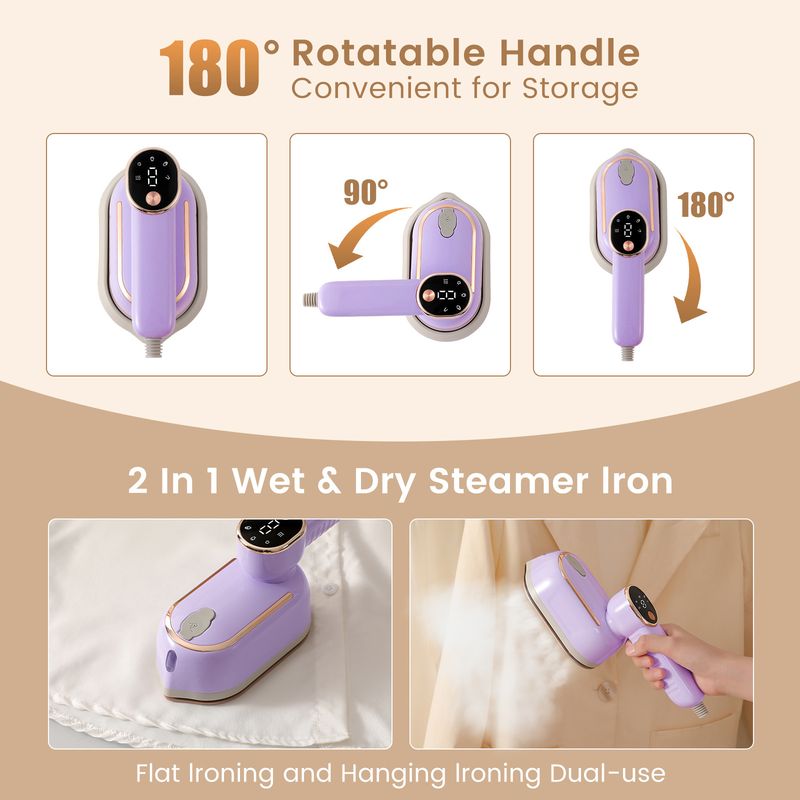 High-Power Rotating Handheld Iron - Portable Mini Steam Electric Iron Garment Steamer_voghion.com