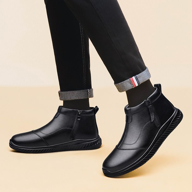 Baumwollschuhe, Herren-Samtschuhe, dicke Lederschuhe, wasserdichte Freizeitschuhe, Herren-High-Top-Schuhe für Senioren, Schneestiefel_voghion.com