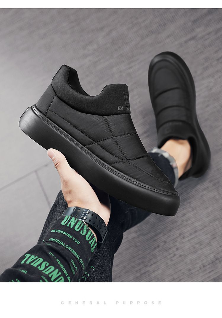 Men's winter cold resistant cotton with plush insulation and down inside, waterproof board for teenagers, soft soled_voghion.com