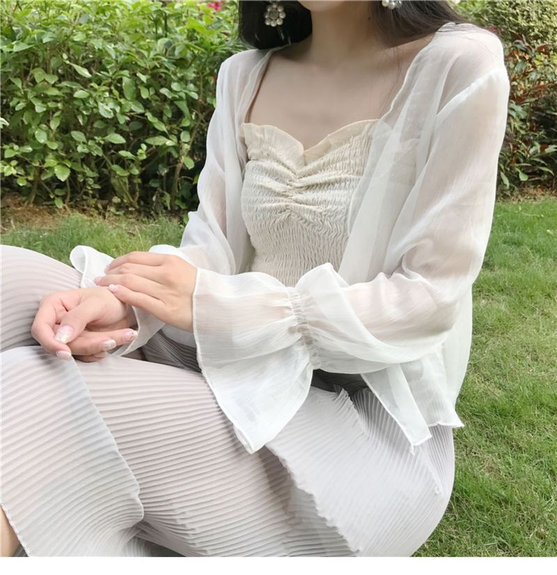 Chiffon Immortal Sunscreen Mantello Cardigan Sottile Donna Copertura Esterna Camicia Scialle Estivo Seta Ghiaccio Francese Piccolo Camry_voghion.com