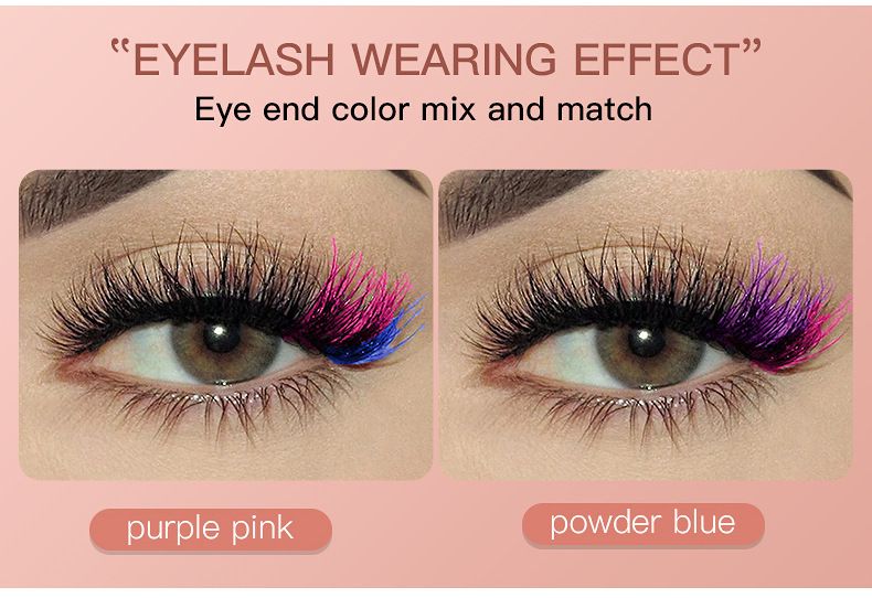 7 - Pair Set Of Colored Faux Mink False Eyelashes - Natural, Multi - Layered, Stereoscopic & Dense_voghion.com